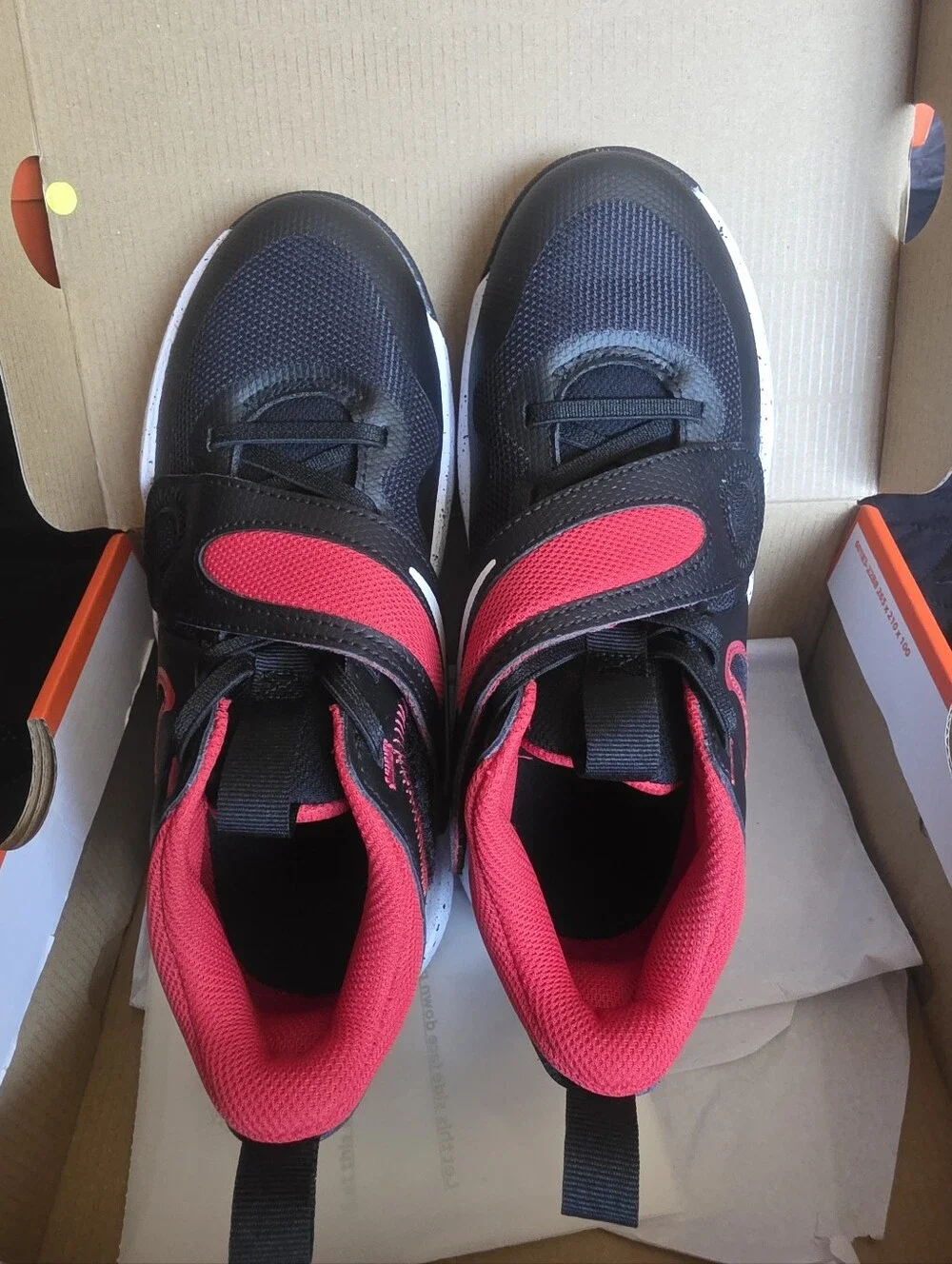 Nike Kids Black, Red and White Hook-and-Loop Sneakers